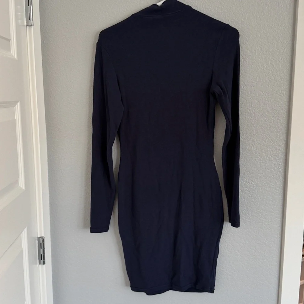 LILLUSORY Mock Neck Ribbed Knit Long Sleeve Party Bodycon Mini Dress - Picture 9 of 9